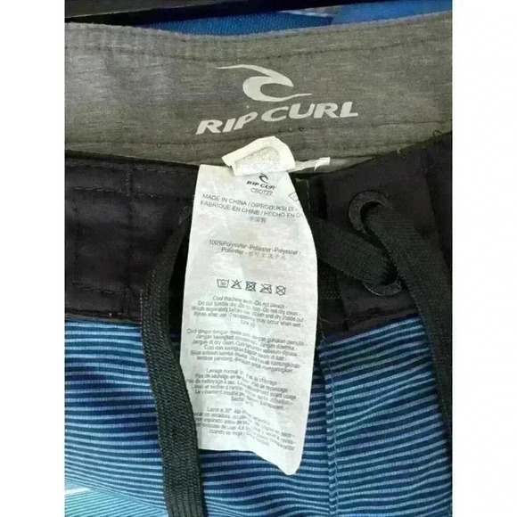 Rip Curl Board Shorts Men's Blue/Gray Striped 10" Size 31 Swim Trunks Beach Surf - Picture 5 of 5